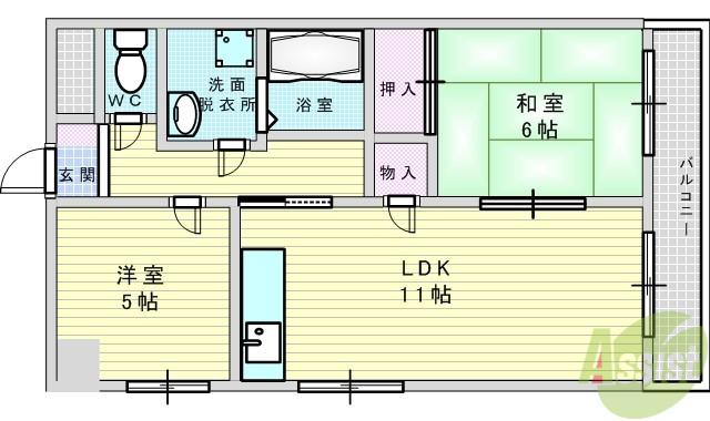 ローゼンガルテン(2LDK/6階)の間取り写真