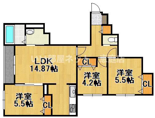 HIGH STOREYA(3LDK/1階)の間取り写真