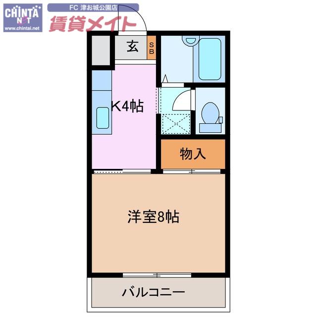 マリンパークハイツB(1K/1階)の間取り写真