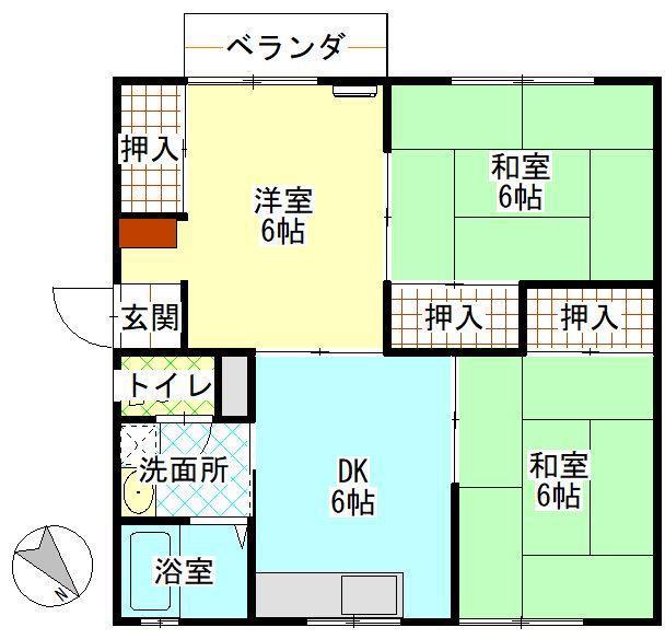 サンヴィレッヂ(3DK/1階)の間取り写真