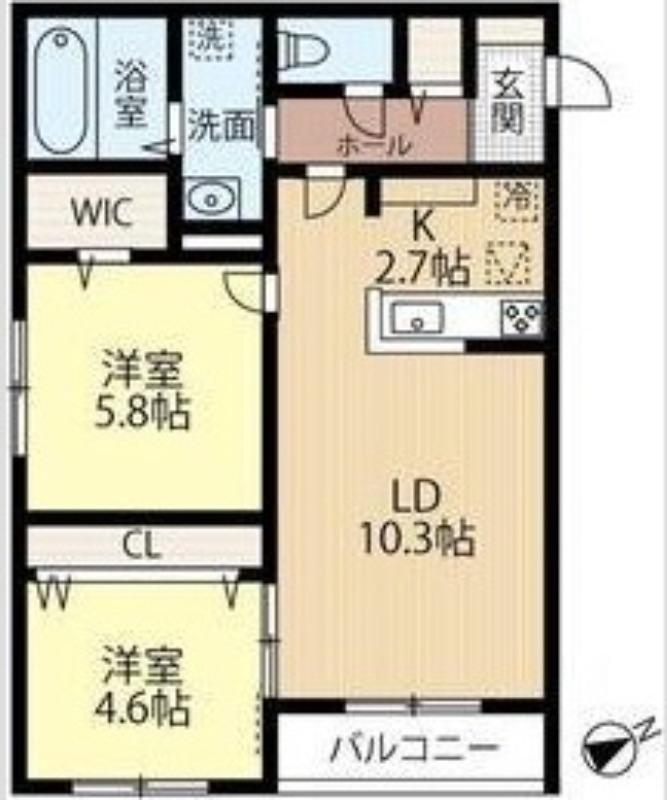 WELINA ASABU (2LDK/4階)の間取り写真