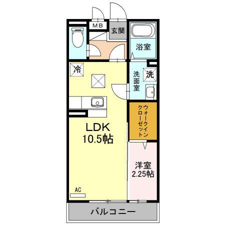 レガロ末広(1LDK/1階)の間取り写真