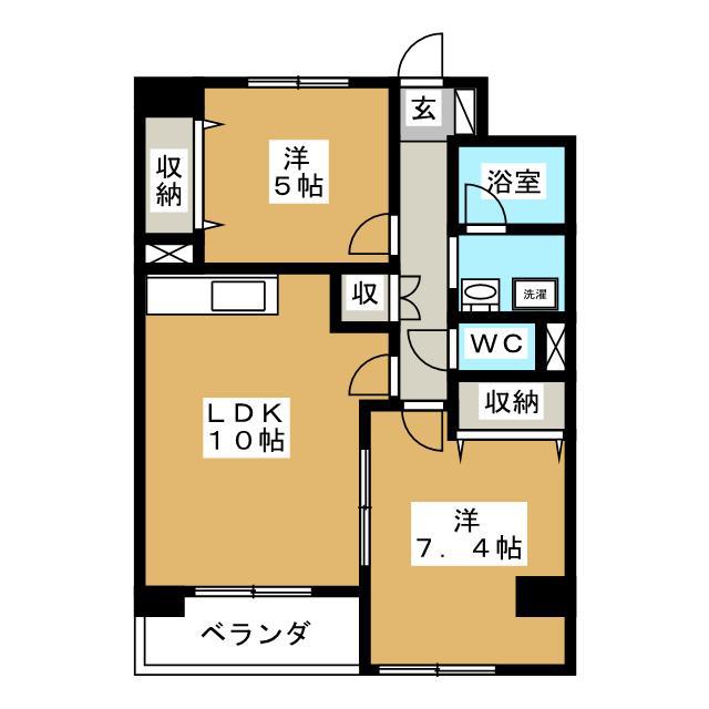 ベイ・イースト(2LDK/3階)の間取り写真