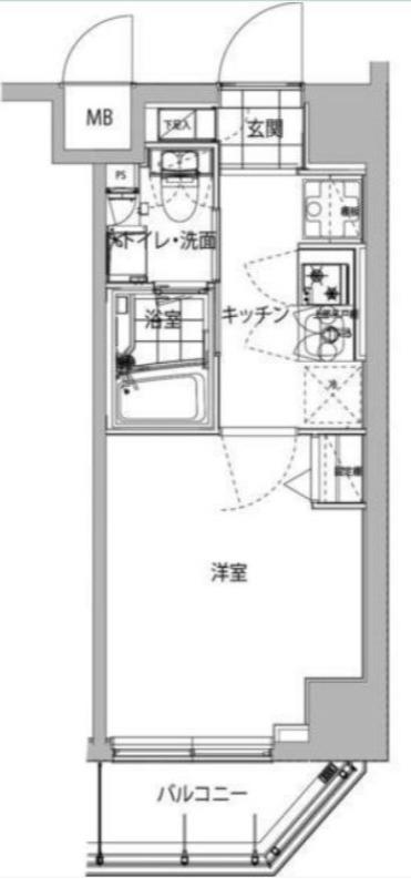 ハーモニーレジデンス品川ウエスト002(1K/2階)の間取り写真