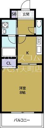 OAK弥栄(1K/2階)の間取り写真