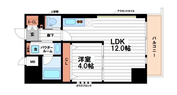 VINOプレジオ本町(1LDK/12階)の間取り写真