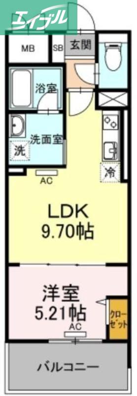 TWIN TOWERS AZUKI(1LDK/4階)の間取り写真