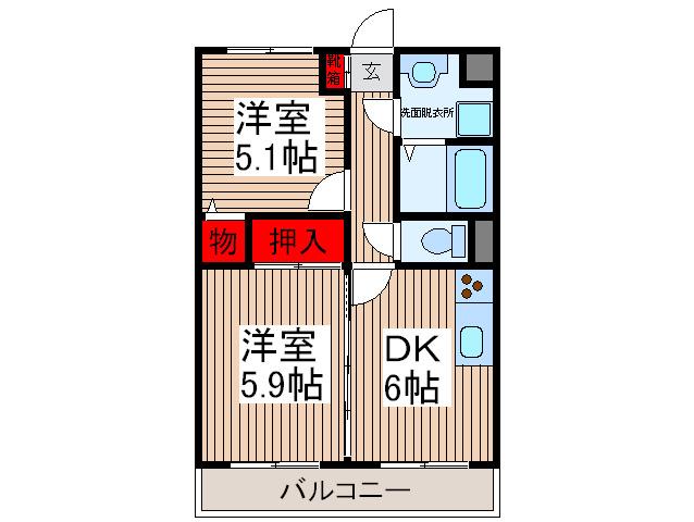 コート・LA・ポルテ(2DK/3階)の間取り写真