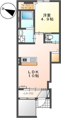 グランドコートN(1LDK/1階)の間取り写真