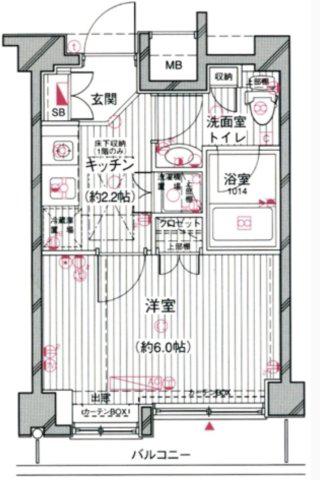 シンシア学芸大学(1K/2階)の間取り写真