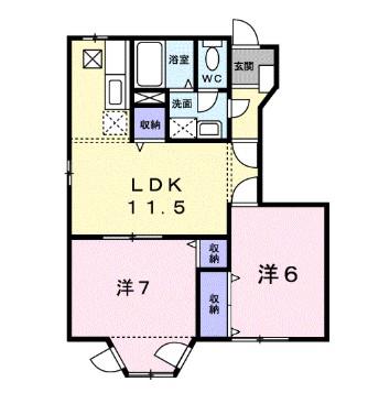 アンソレイエN(2LDK/1階)の間取り写真