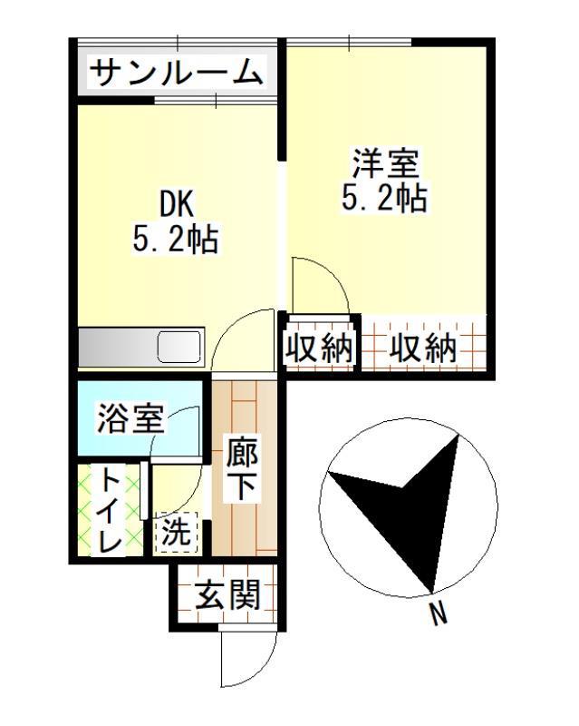 ときわビル(1DK/3階)の間取り写真