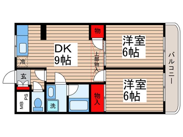 ホワイトコースト壱番館(2DK/4階)の間取り写真