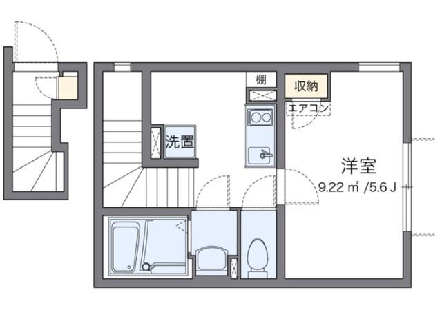 クレイノT 白鷺(1K/2階)の間取り写真