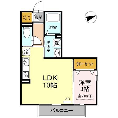 サンライズ豊益 西大浜(1LDK/2階)の間取り写真