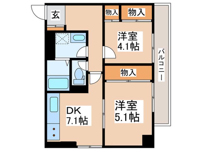 ミール千歳烏山(2DK/4階)の間取り写真