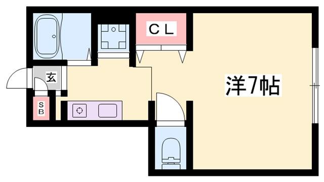 山陽電鉄網干線 山陽天満駅 徒歩11分 2階建 築6年(1K/1階)の間取り写真