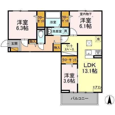 コリーヌ(3LDK/3階)の間取り写真