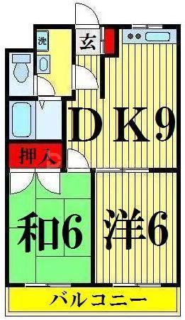 ゆうとぴあ7(2DK/2階)の間取り写真