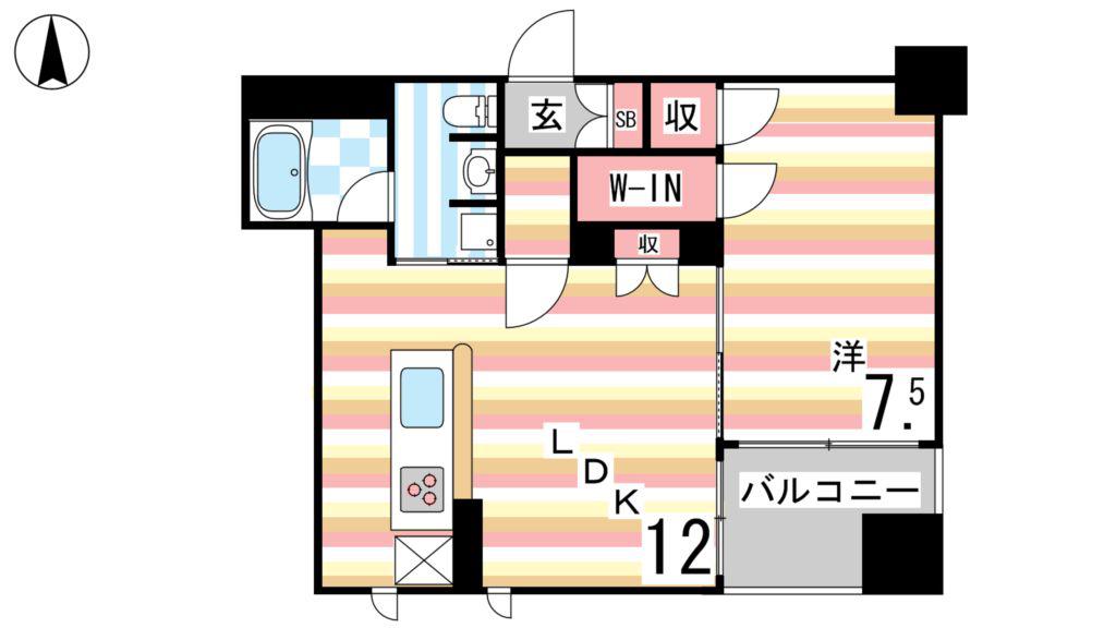 ザライオンズ神戸ハーバーランド(1LDK/4階)の間取り写真