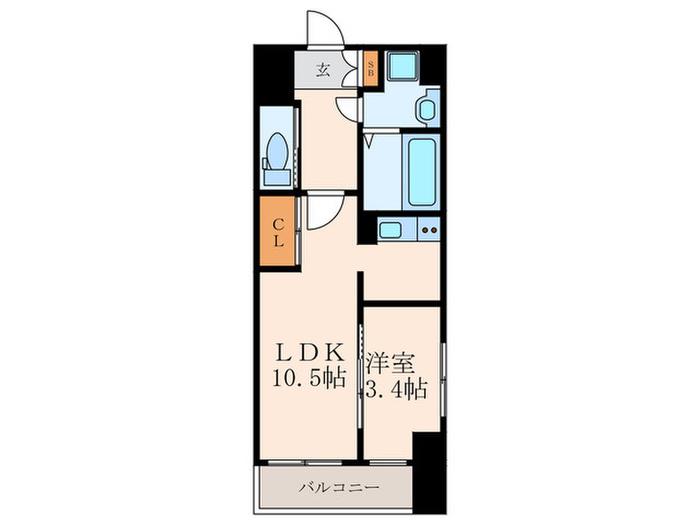 若富士町マンション(1LDK/3階)の間取り写真