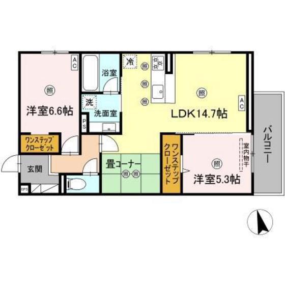パールドブルム(2LDK/2階)の間取り写真