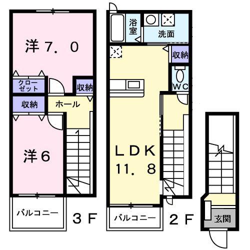 エスプワール(2LDK/2階)の間取り写真
