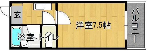 カーサ東住吉5(1K/2階)の間取り写真
