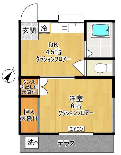 坂入ハイツ(1DK/1階)の間取り写真