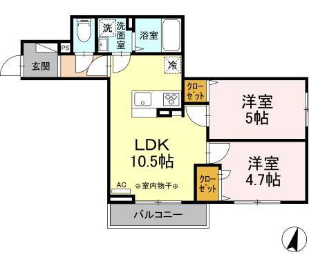 GARDEN大黒屋(2LDK/2階)の間取り写真