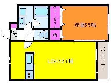 グランフィル紫竹山(1LDK/2階)の間取り写真
