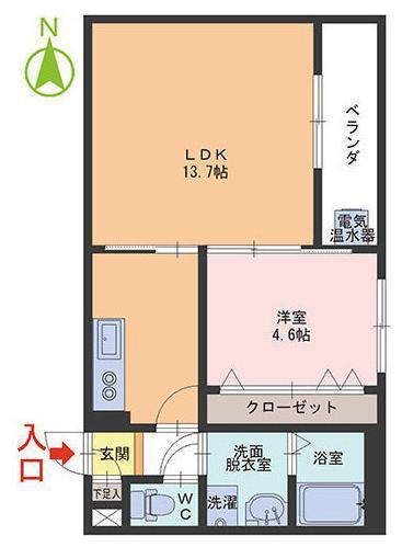 福井鉄道福武線 ベル前駅 徒歩15分 3階建 築17年(1LDK/3階)の間取り写真