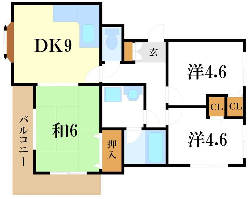 パラドール一之江(3DK/2階)の間取り写真