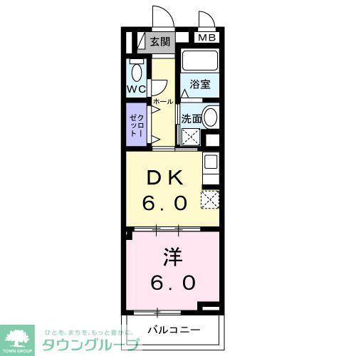 ボワ リュネール(1DK/3階)の間取り写真