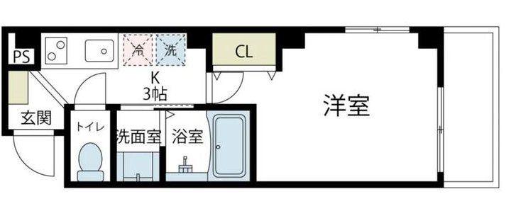 ボヌール川崎(1K/3階)の間取り写真