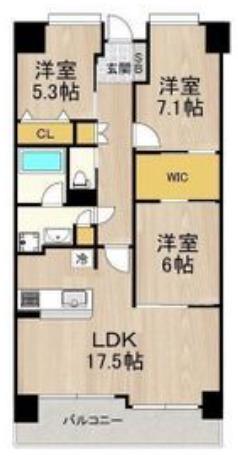 グランソレイユ日本橋(3LDK/3階)の間取り写真