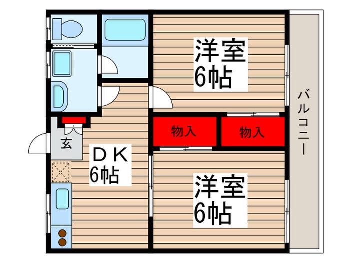 プレジール二宮(2DK/1階)の間取り写真