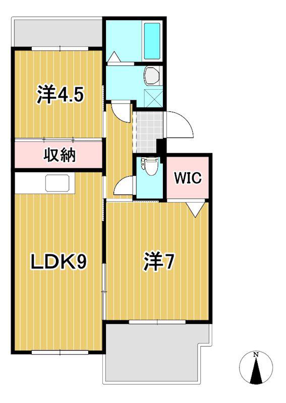 サンハイツ大みか(2LDK/1階)の間取り写真
