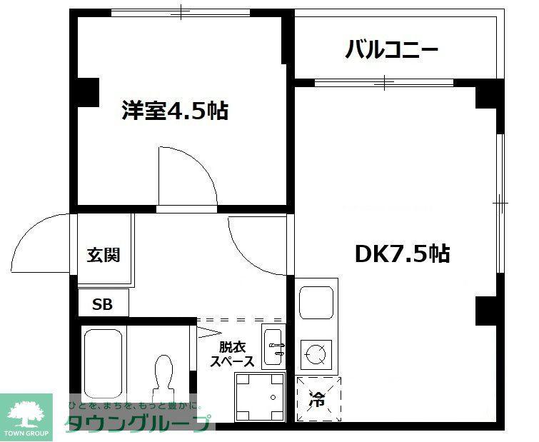 O・Tビル(1DK/3階)の間取り写真