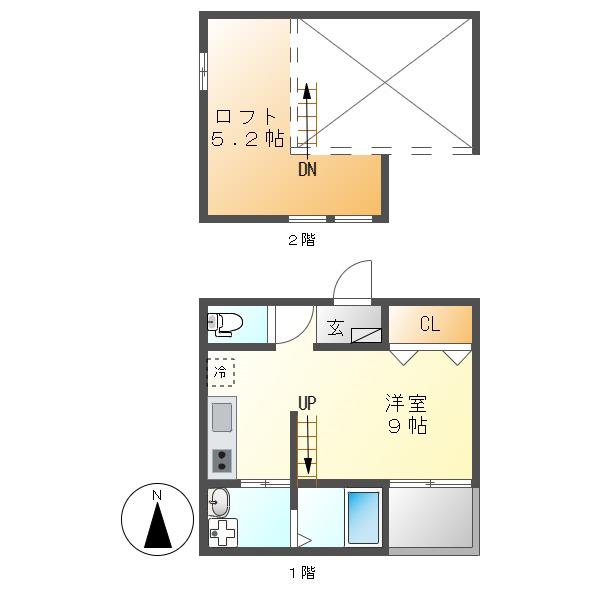 地下鉄名城線 平安通駅 徒歩5分 2階建 築16年(1K/1階)の間取り写真