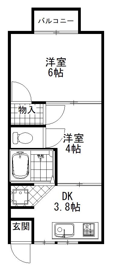 シティコスモ高田(2DK/2階)の間取り写真