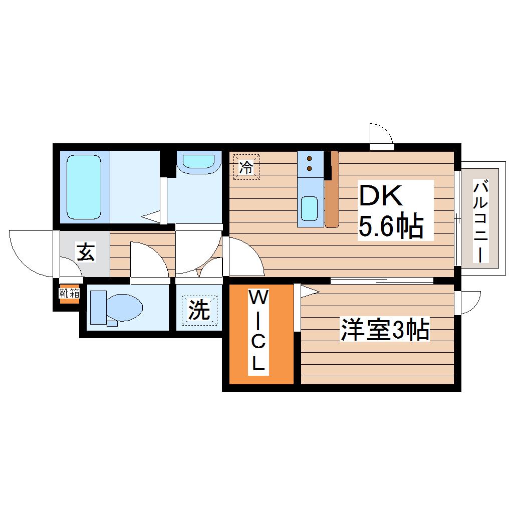 カームコート太子堂(1DK/1階)の間取り写真