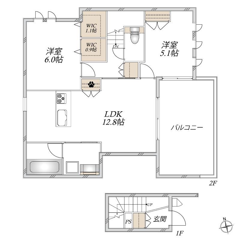 CASA CLAIR(2LDK/2階)の間取り写真