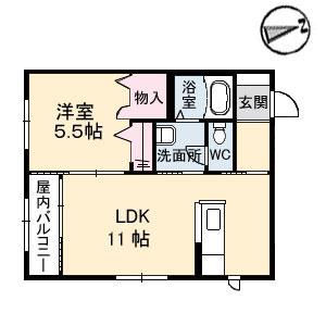 フロレセル松浜町(1LDK/1階)の間取り写真