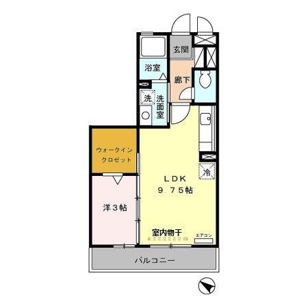 パーシモン(1LDK/3階)の間取り写真
