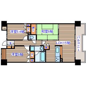 東仙台六番館(3LDK/3階)の間取り写真