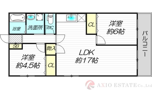 箕面エレガンスハイツ(2LDK/3階)の間取り写真