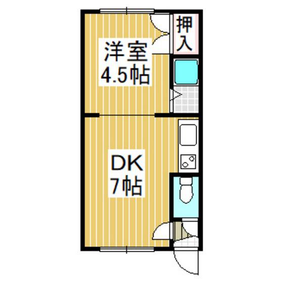 ハイツチェスカII(1DK/3階)の間取り写真