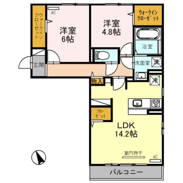 ひまわり(2LDK/2階)の間取り写真