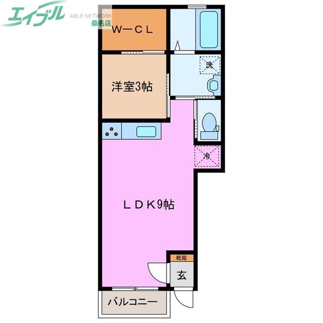 ラトゥール川越(1LDK/1階)の間取り写真